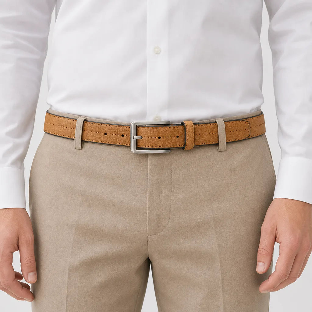 Men's Yellow Brown Thackeray Pin Buckle Belt