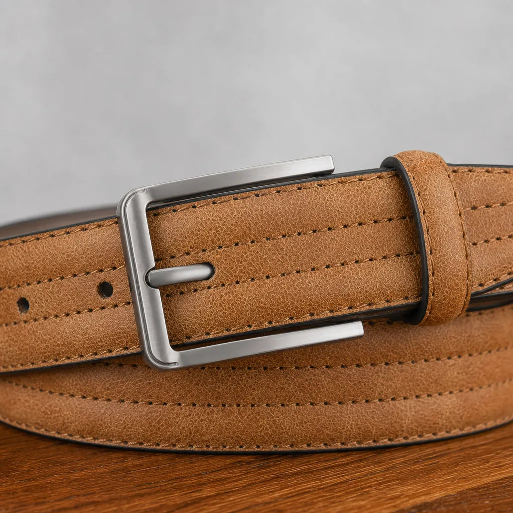Men's Yellow Brown Thackeray Pin Buckle Belt