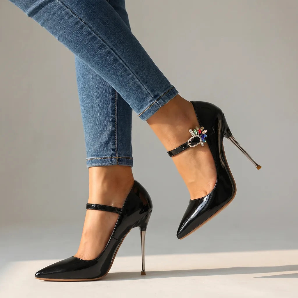 Thalia | Women's Mary Jane Stiletto High Heels - Color:Black;Size:35