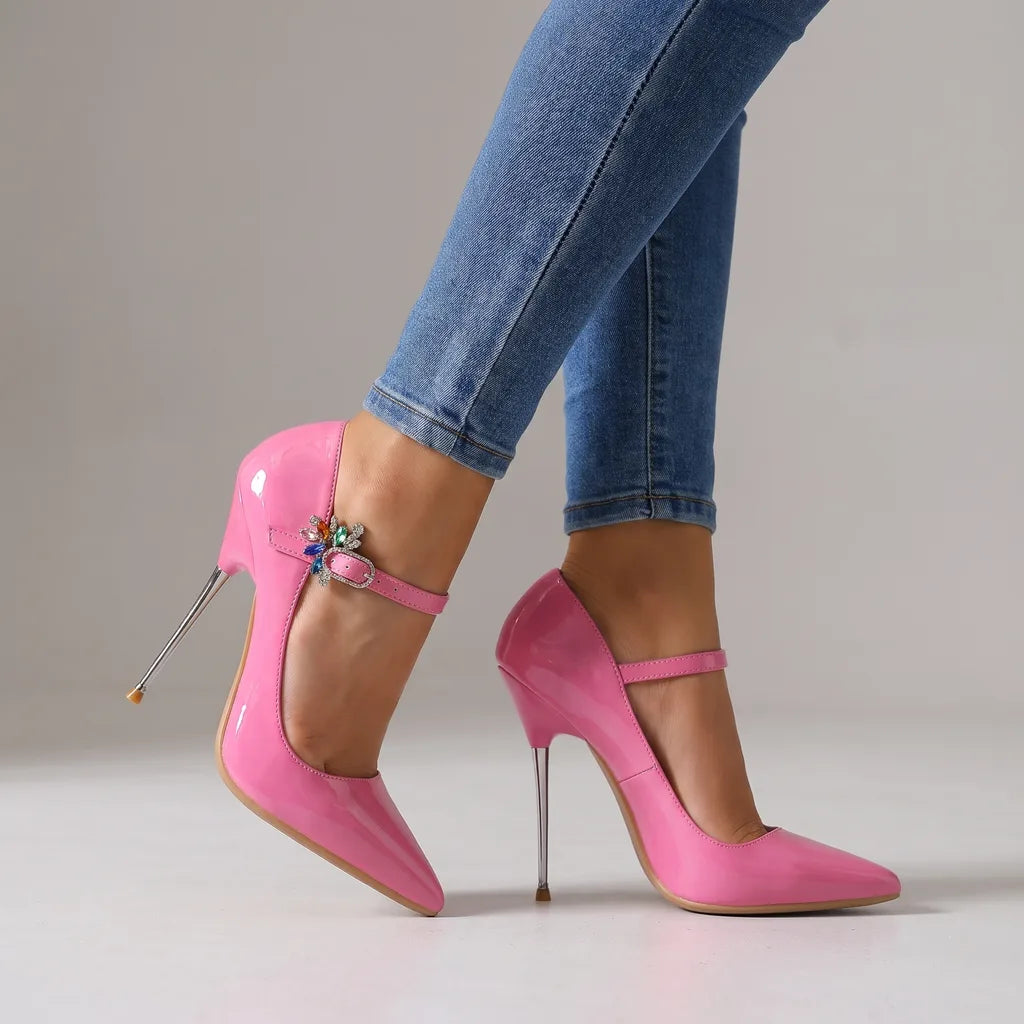 Thalia | Women's Mary Jane Stiletto High Heels - Color:Pink;Size:35