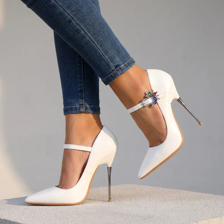 Thalia | Women's Mary Jane Stiletto High Heels - Color:White;Size:35
