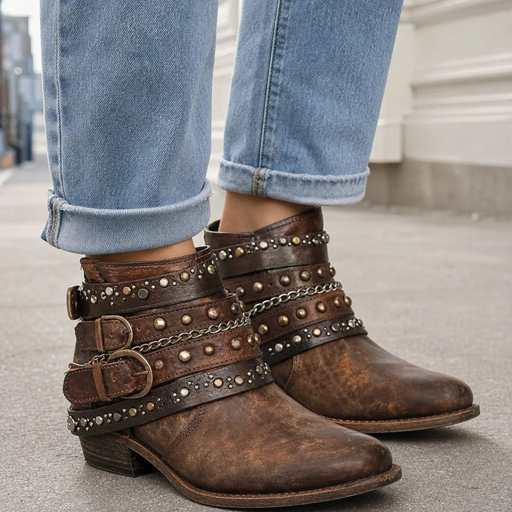 Women's Brown Rathbone Chunky Ankle Boots