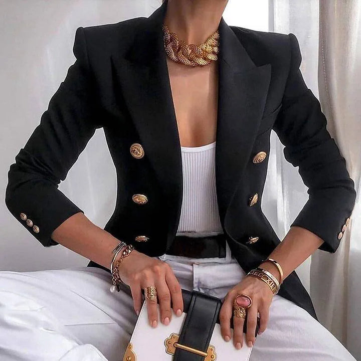 Theodora | Women's Breasted Luxury Blazer - Size:XS;Color:Black