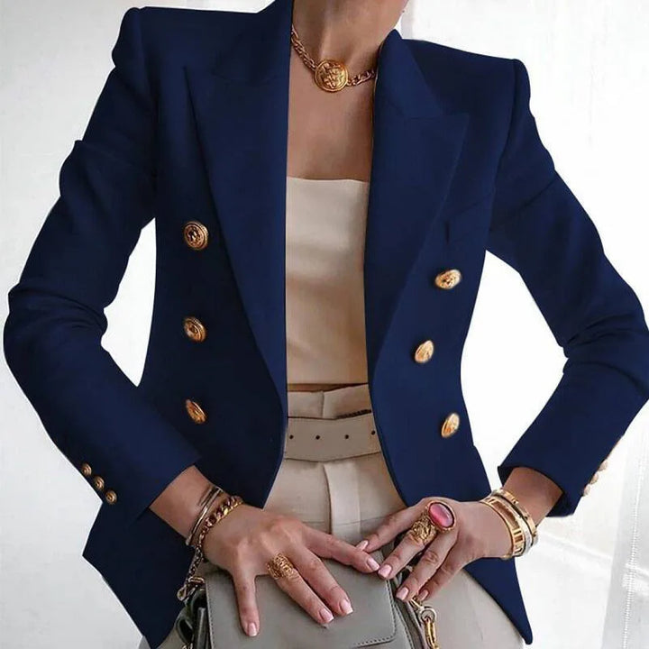 Theodora | Women's Breasted Luxury Blazer - Size:XS;Color:Navy Blue