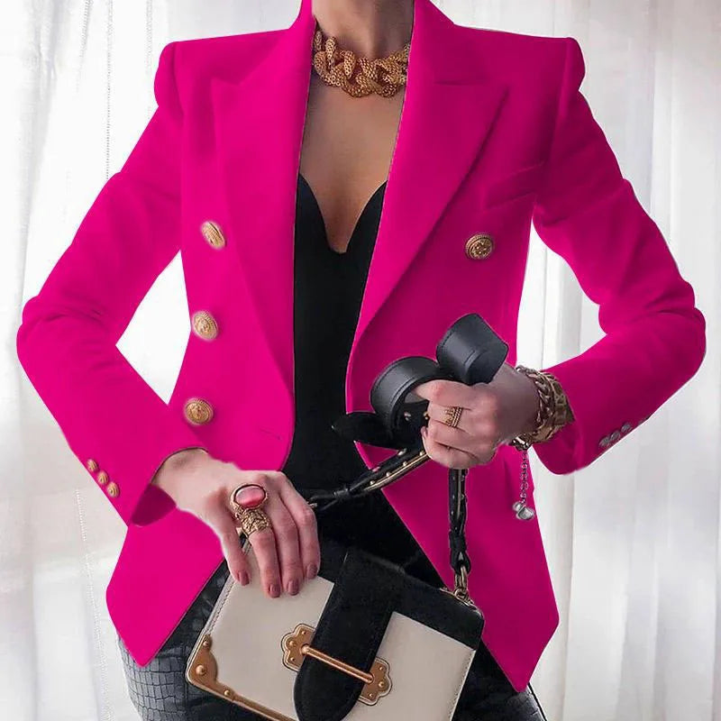 Theodora | Women's Breasted Luxury Blazer - Size:XS;Color:Pink