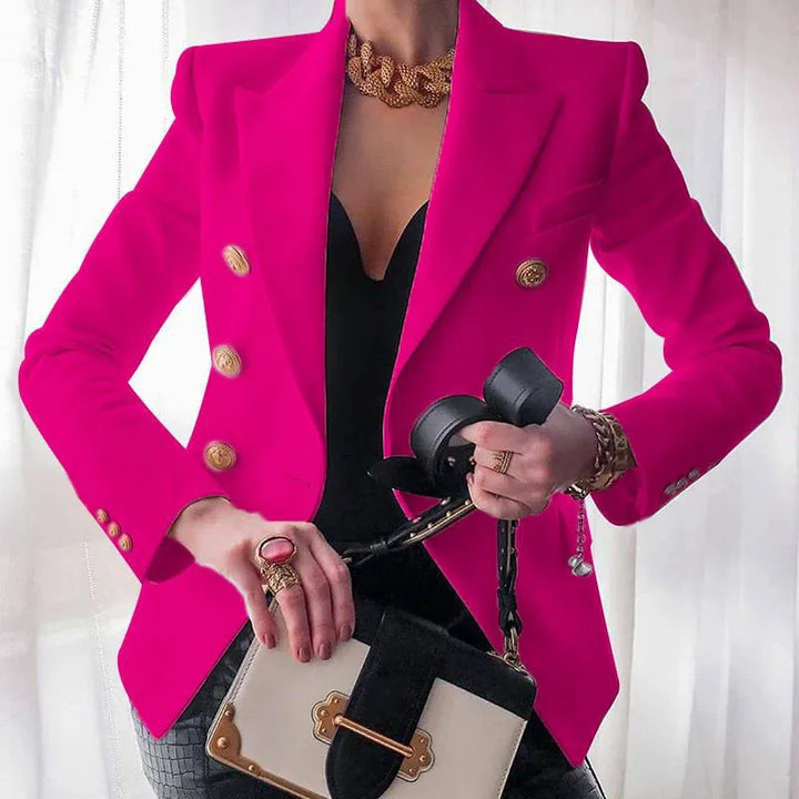 Theodora | Women's Breasted Luxury Blazer - Size:XS;Color:Pink