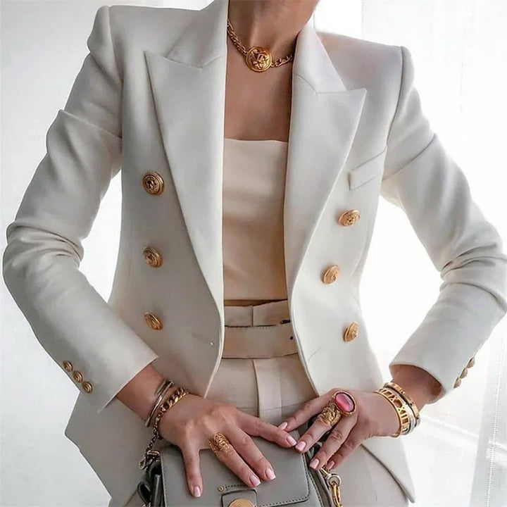 Theodora | Women's Breasted Luxury Blazer - Size:XS;Color:White