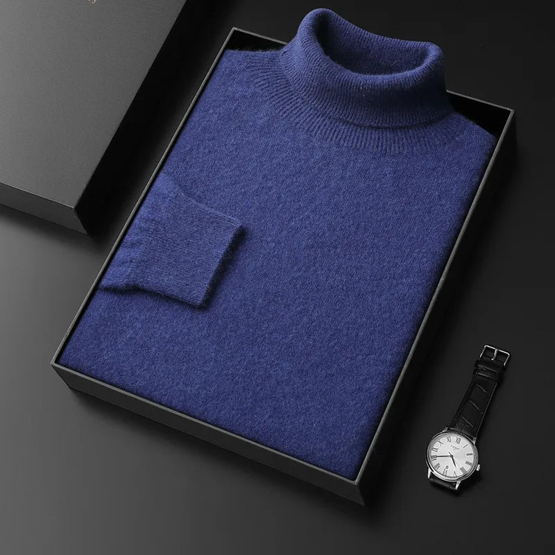 Theodore | Men's Cashmere Turtleneck Sweater - Color:Blue;Size:M