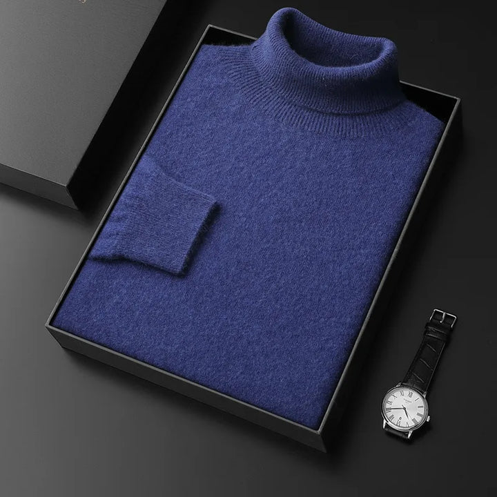 Theodore | Men's Cashmere Turtleneck Sweater - Color:Blue;Size:M