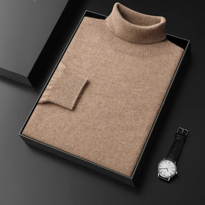 Theodore | Men's Cashmere Turtleneck Sweater - Color:Brown;Size:M