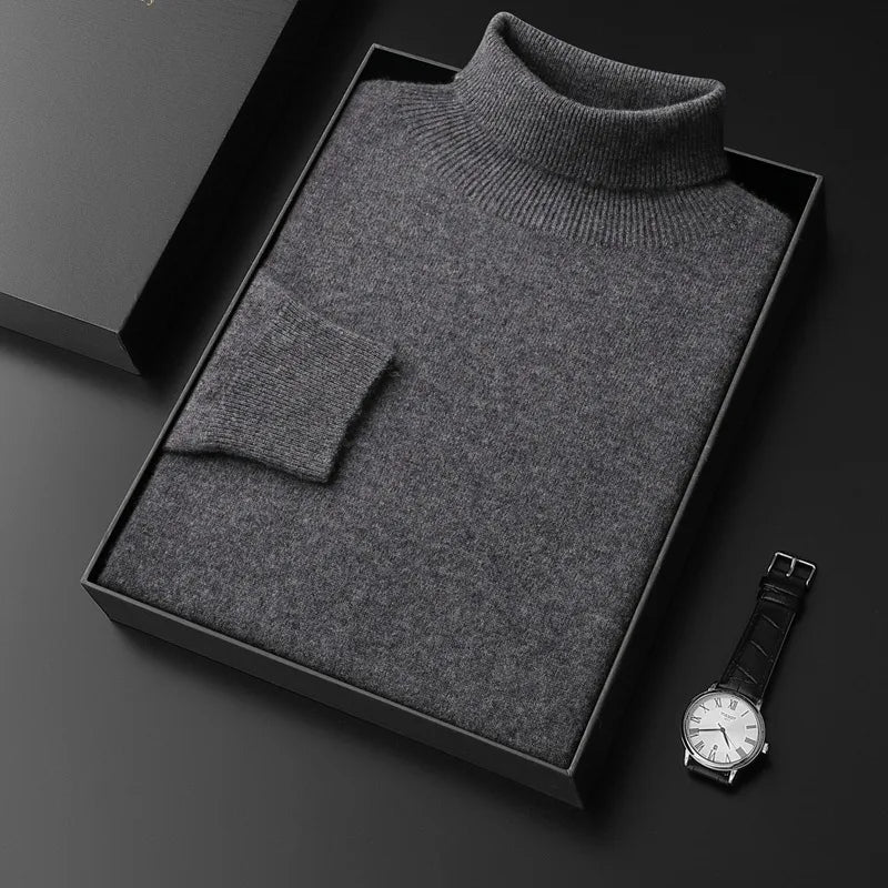 Theodore | Men's Cashmere Turtleneck Sweater - Color:Gray;Size:M