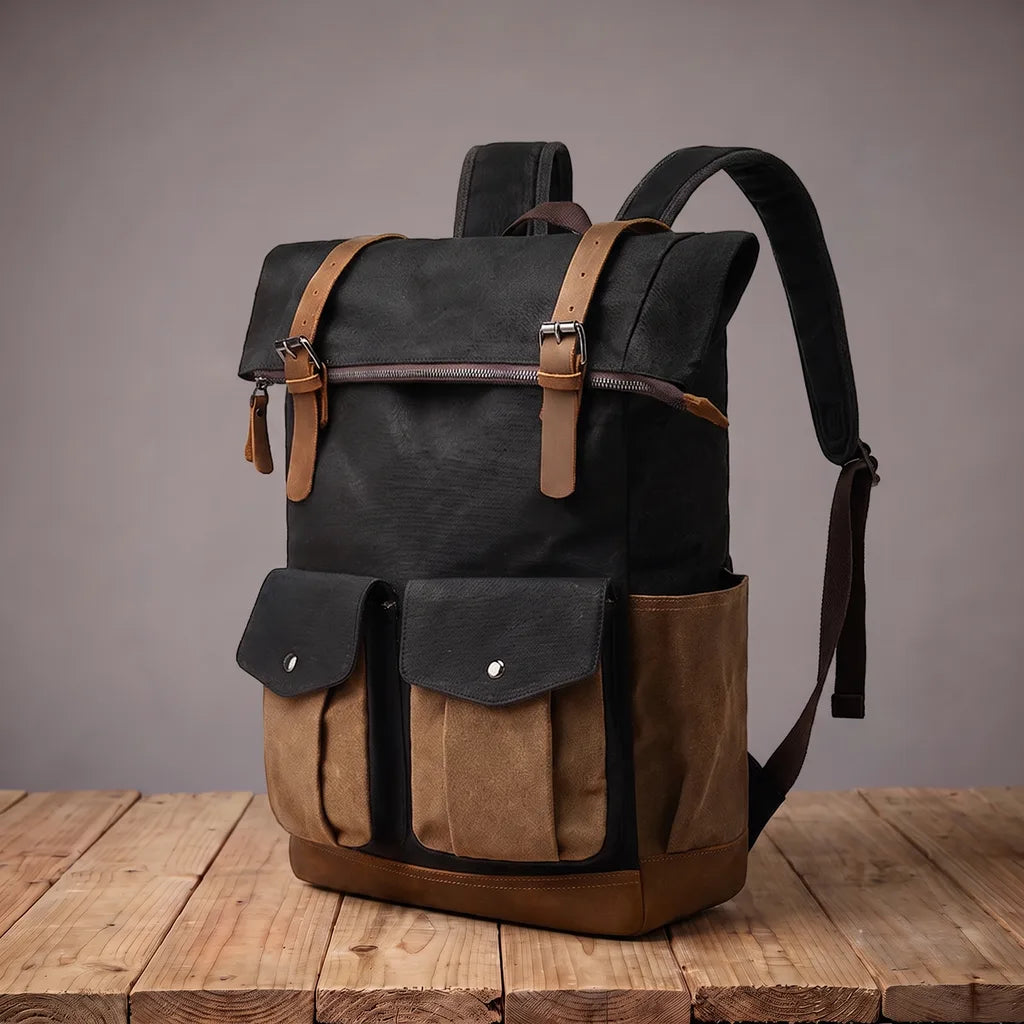 Men's Black Theodore Canvas Travel Backpack