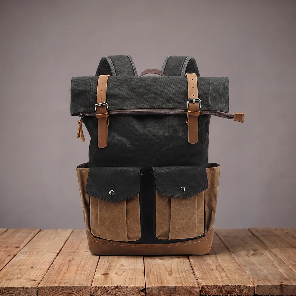 Theodore | mens laptop travel waterproof backpack - Color:Black