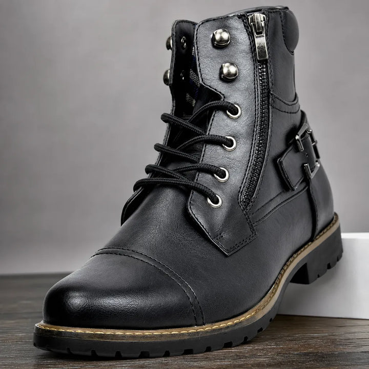 Men's Black Lincoln Zip Leather Boots