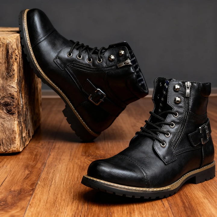 Thorne | Cap-Toe Military Boots - Color:Black;Size:38