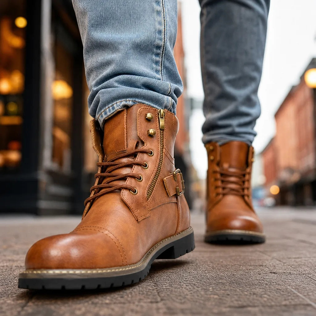 Men's Yellow Lincoln Zip Leather Boots