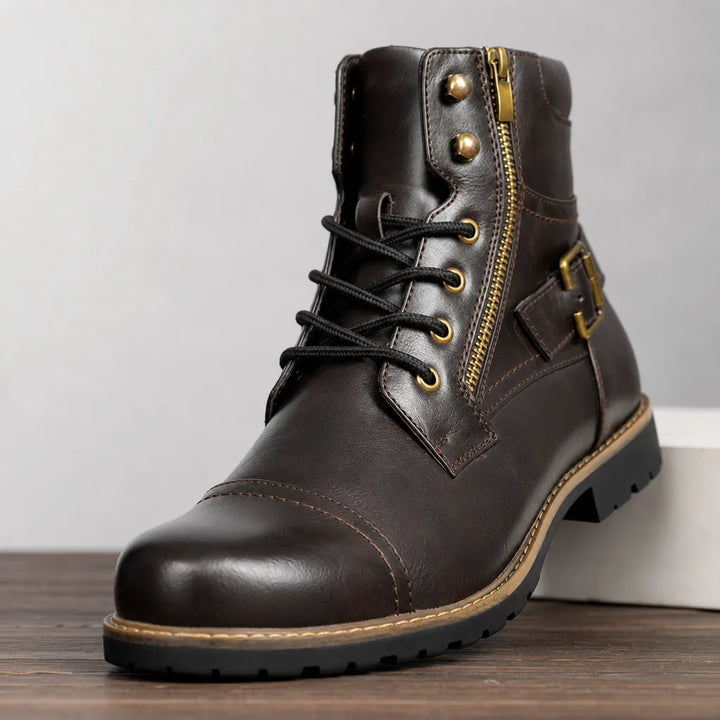 Men's Brown Lincoln Zip Leather Boots