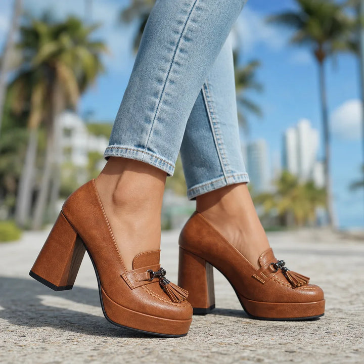 Women's Yellow Thorne Tassel Platform Heels