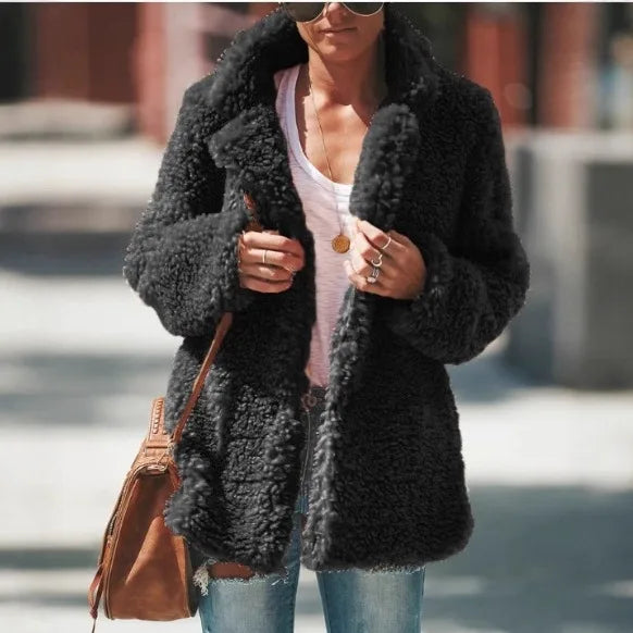 Tia | Women's Soft Teddy Coat - Size:XS;Color:Dark Gray