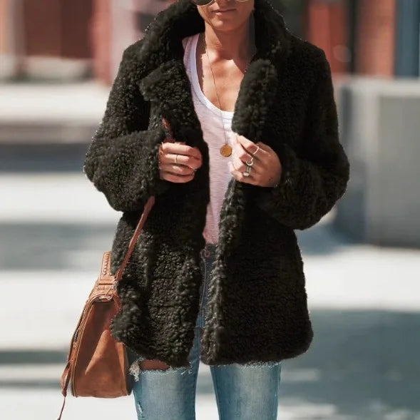 Tia | Women's Soft Teddy Coat - Size:XS;Color:Dark Green