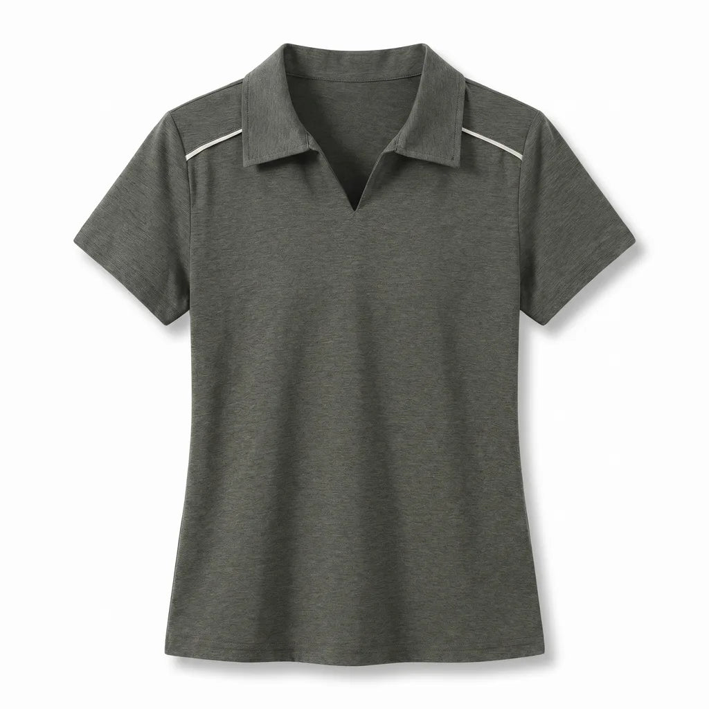 Tina Collared Polo Shirt - Color:Army Green;Size:S