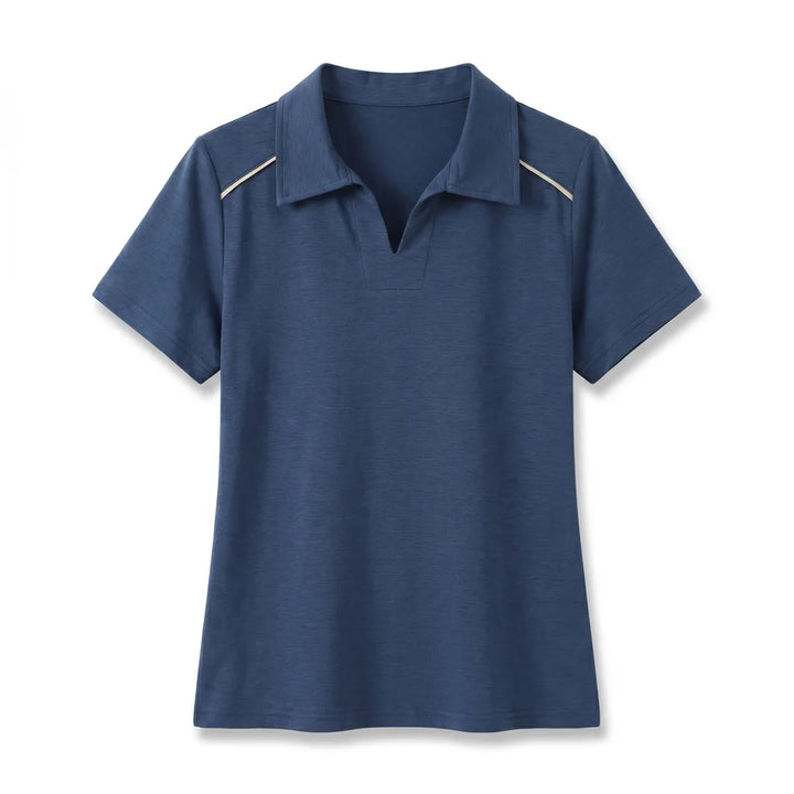 Tina Collared Polo Shirt - Color:Dark Blue;Size:S