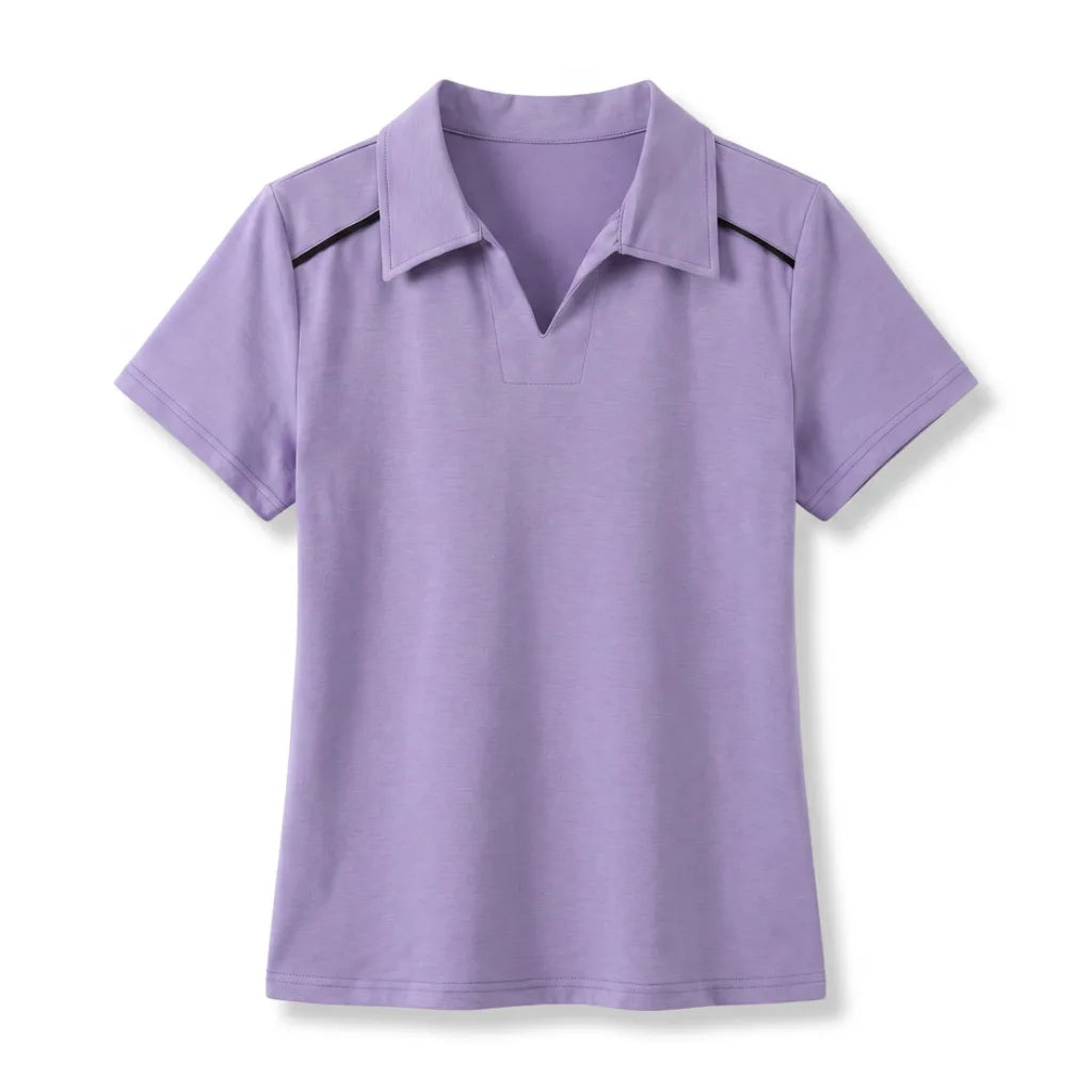 Tina Collared Polo Shirt - Color:Purple;Size:S