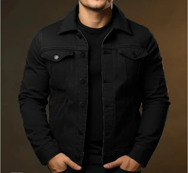 Toby | Men's Button-Up Denim Jacket - Color:Black;Size:XS