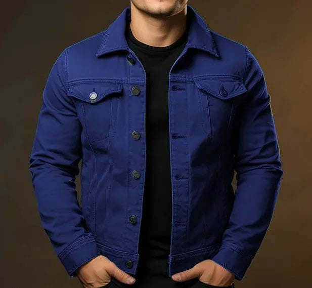 Toby | Men's Button-Up Denim Jacket - Color:Navy Blue;Size:XS
