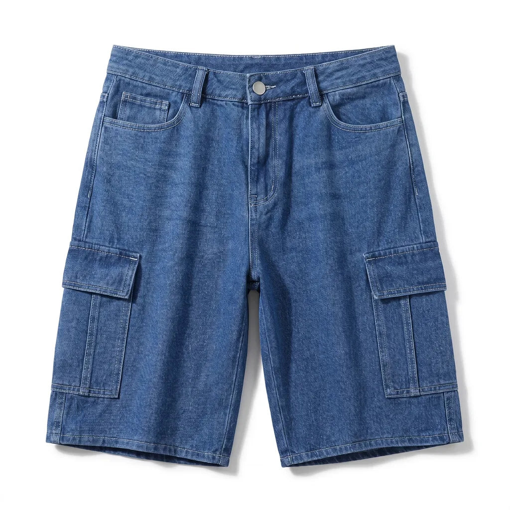 Todd Denim Shorts - Color:Dark blue;Size:XL