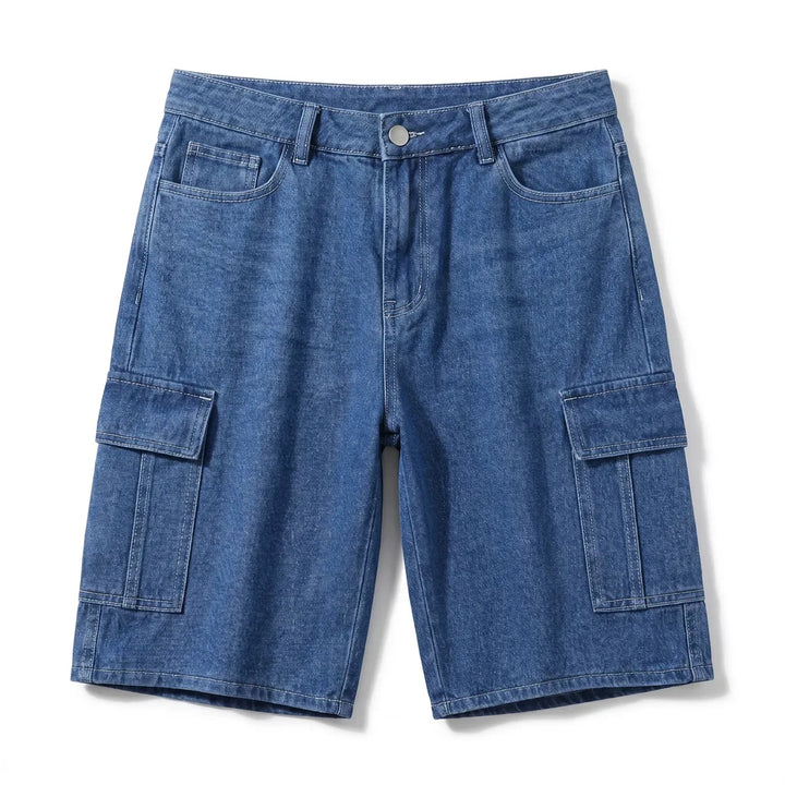 Todd Denim Shorts - Color:Dark blue;Size:XL