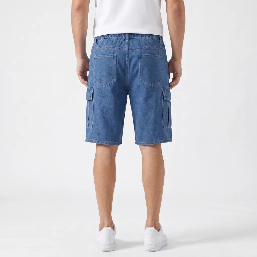 Dark blue Winifred Wide-Leg Denim Shorts 4