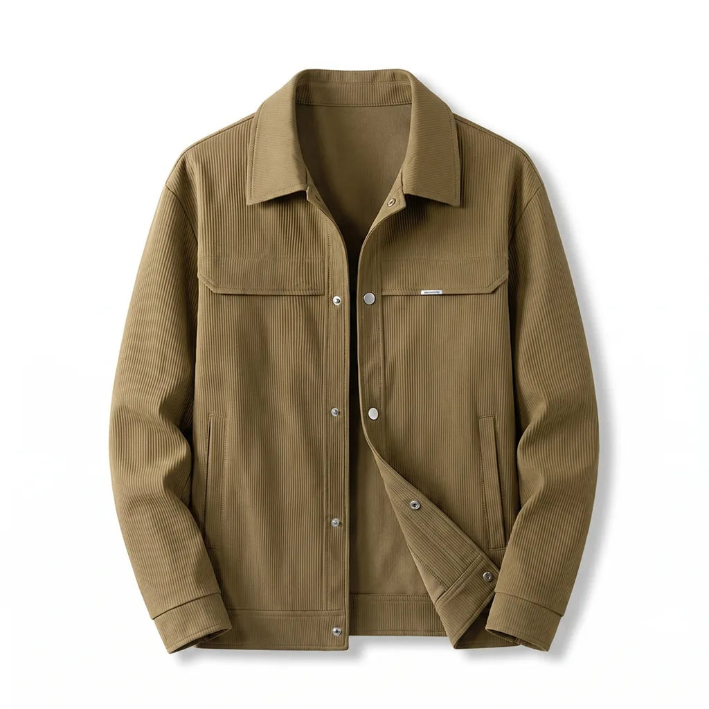 Tommy Striped Zip Jacket - Color:Coffee;Size:S