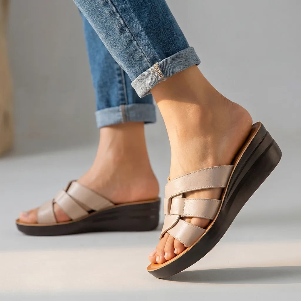 Tori Platform Sandals - Color:Beige;Size:35