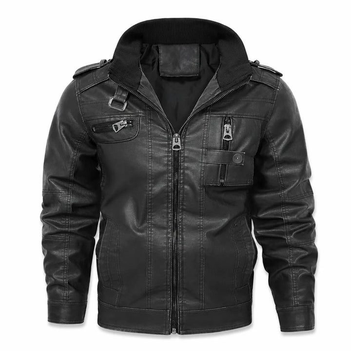 Men's Black Sherwood Distressed Biker Jacket