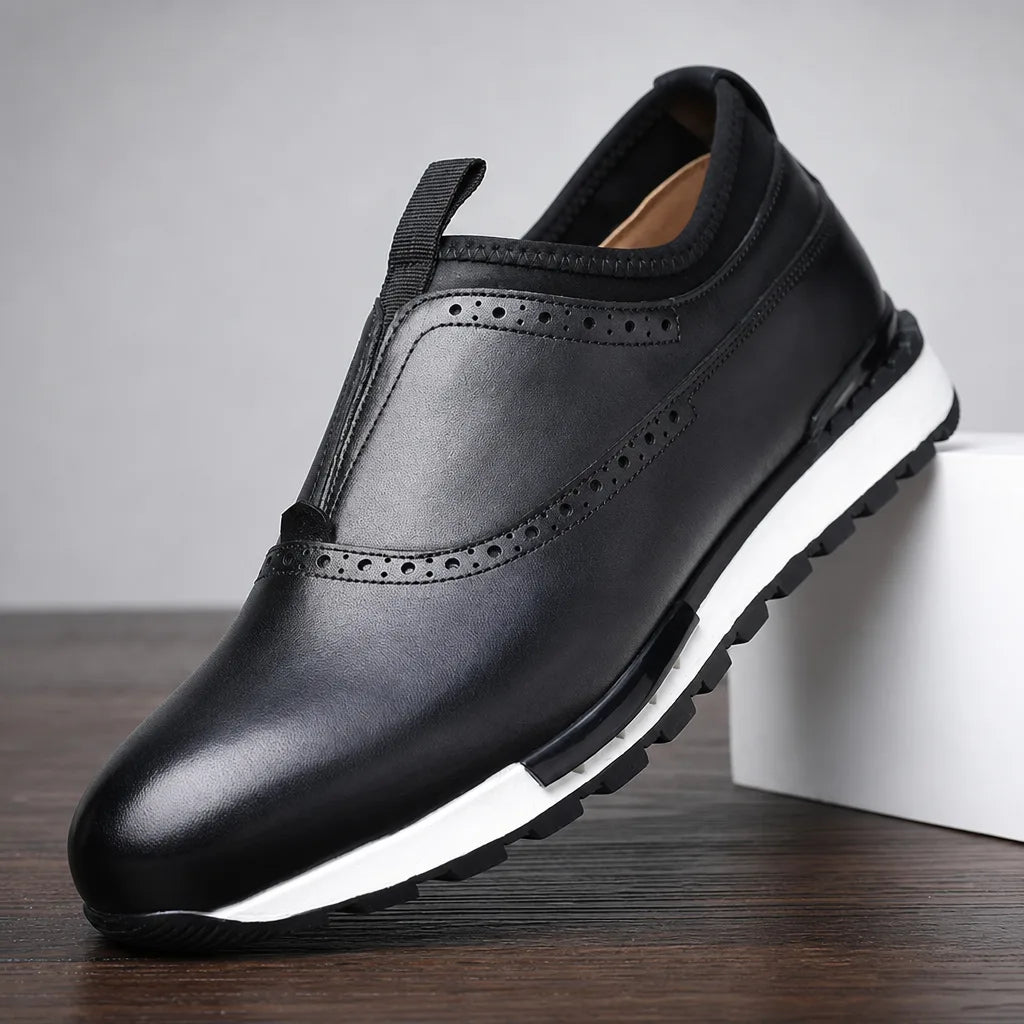 Men's Black Torrence Leather Brogue Loafers