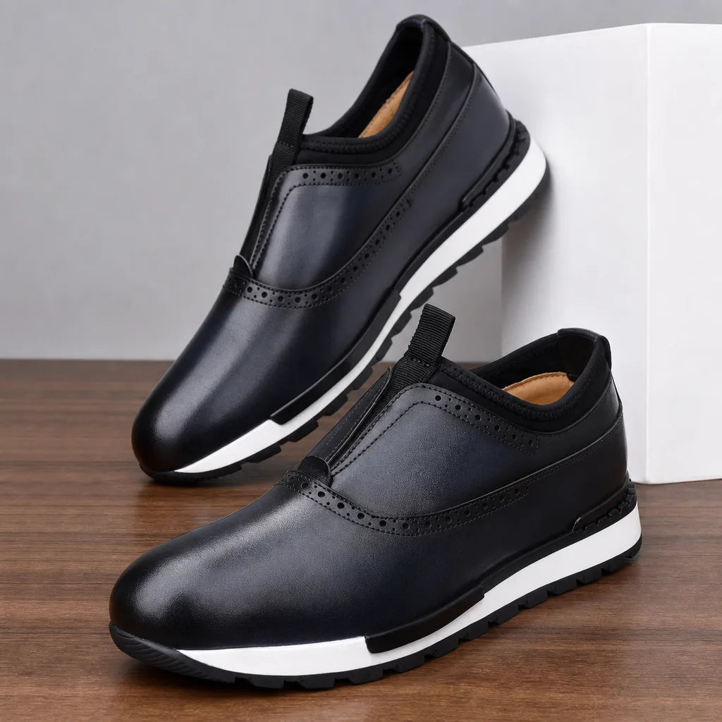 Torrence | Men's Luxury Leather Sneakers - Color:Blue;Size:38