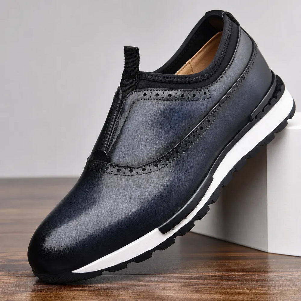 Men's Blue Torrence Leather Brogue Loafers