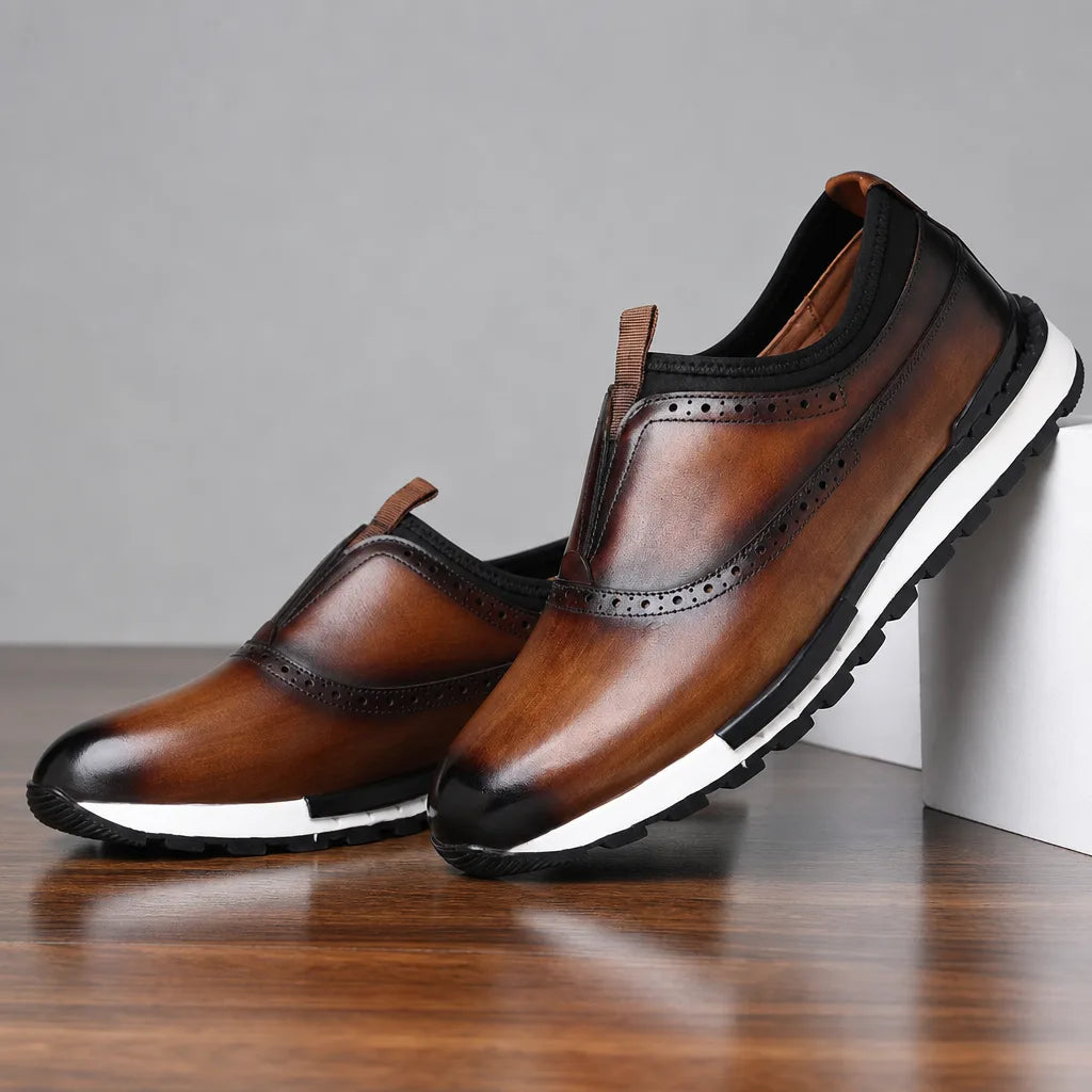 Torrence | Men's Luxury Leather Sneakers - Color:Brown;Size:38