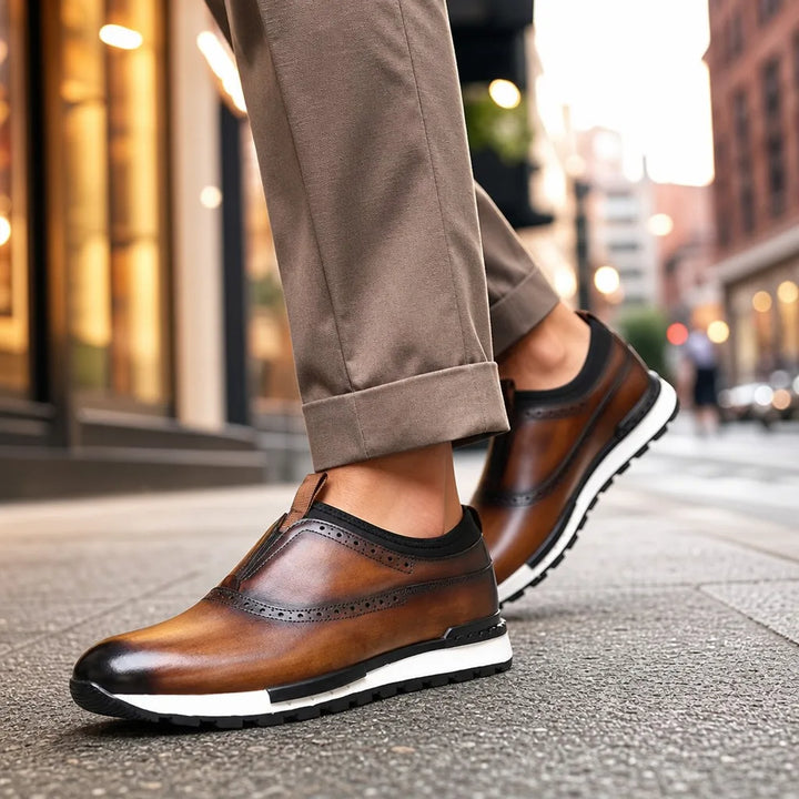Men's Brown Torrence Leather Brogue Loafers
