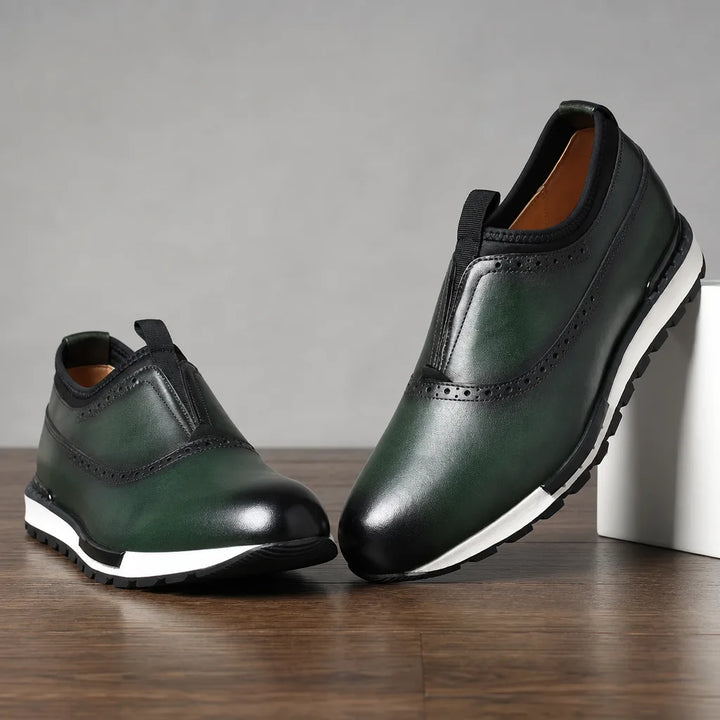 Torrence | Men's Luxury Leather Sneakers - Color:Green;Size:38