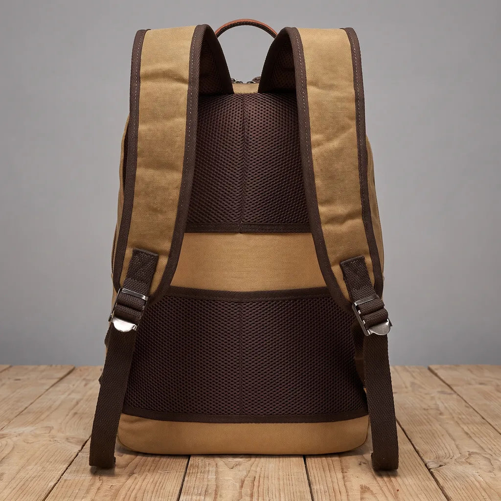 Men's Beige Trent Waxed Canvas Backpack
