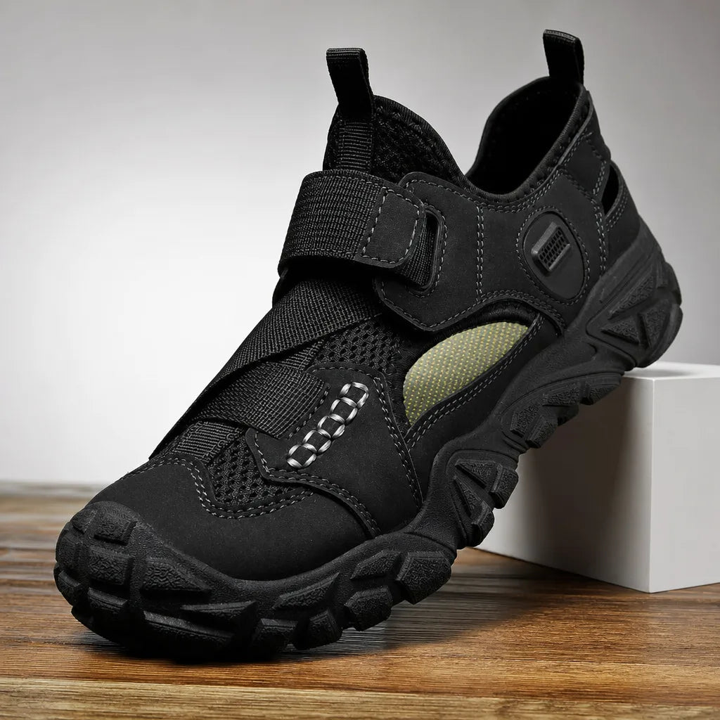 Men's Black Greenwood Breathable Strap Sandals