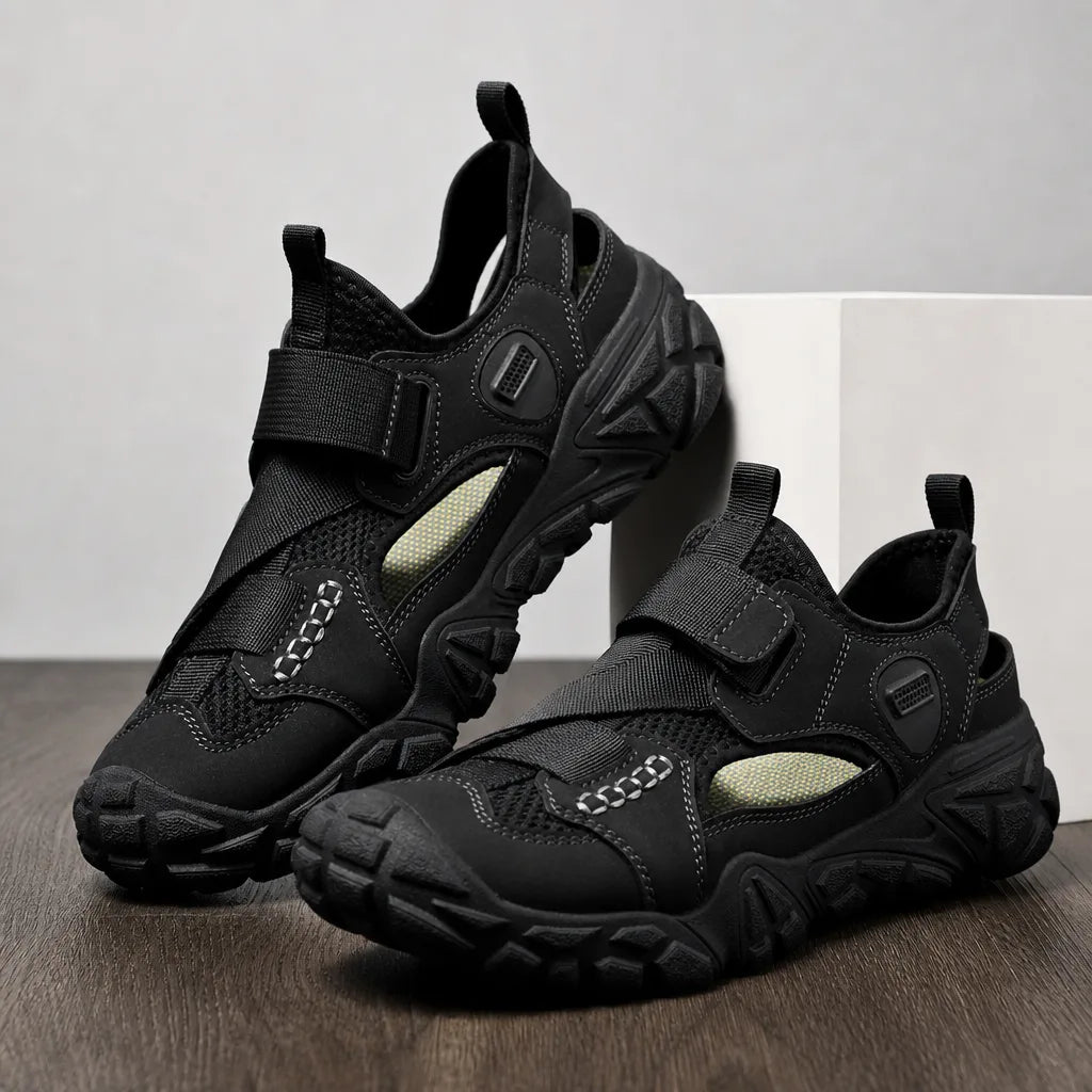 Men's Black Greenwood Breathable Strap Sandals