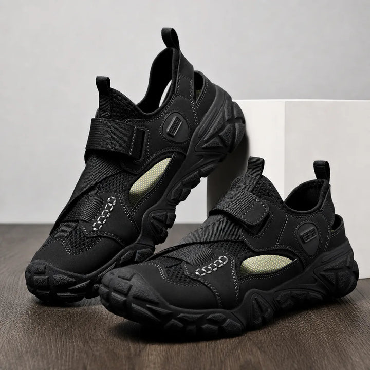 Men's Black Greenwood Breathable Strap Sandals
