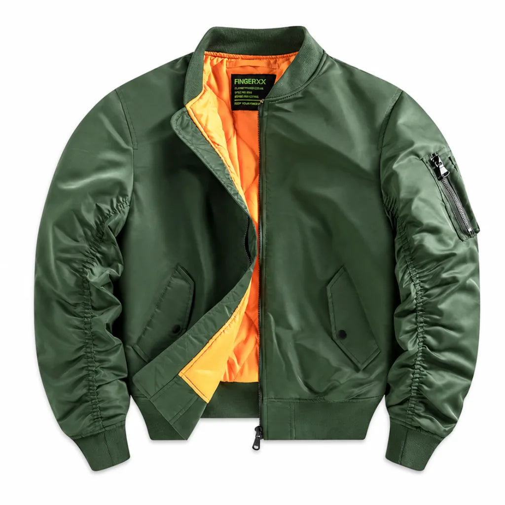 Underhill Padded Bomber Jacket - Color:Green;Size:S