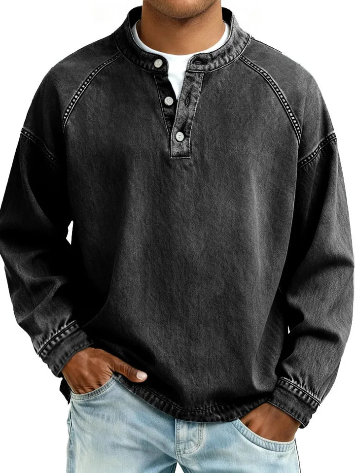 Upton | Men's Casual Faded Sweater - Color:Black;Size:XS