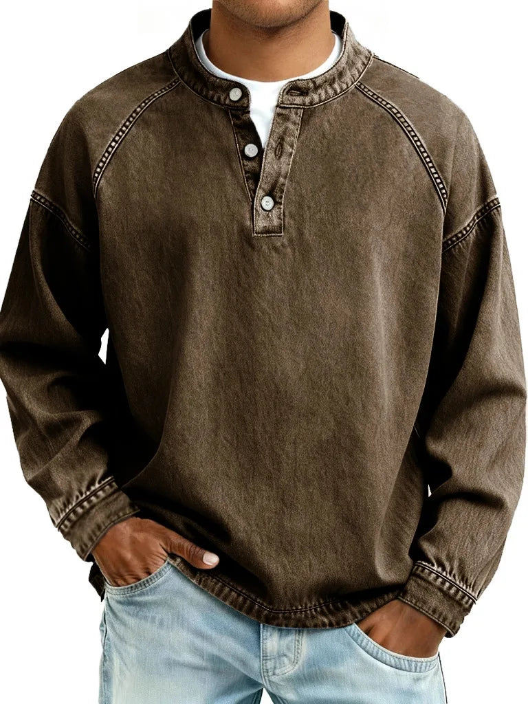 Upton | Men's Casual Faded Sweater - Color:Brown;Size:XS