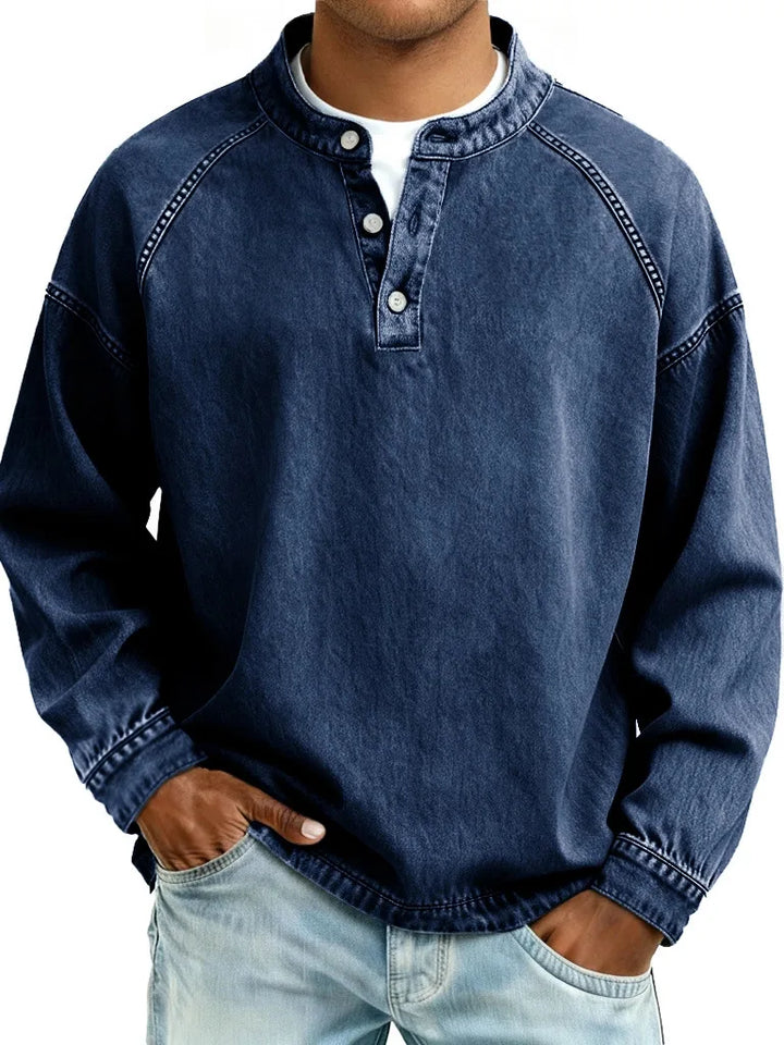 Upton | Men's Casual Faded Sweater - Color:Dark Blue;Size:XS