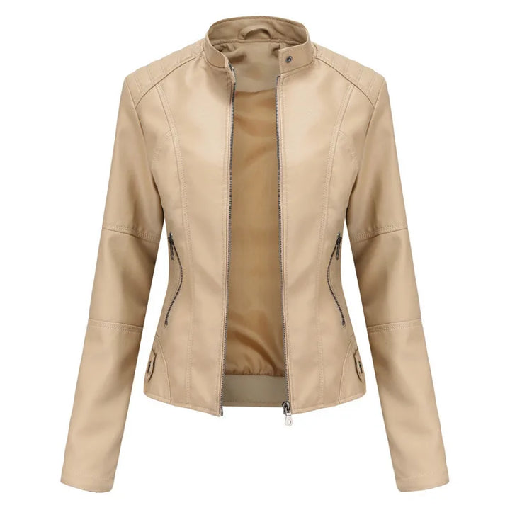 Vail | Women's Fall Leather Jacket - Color:Beige;Size:XXS